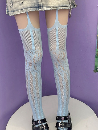 Black/Blue/White Y2K Stockings Suspender