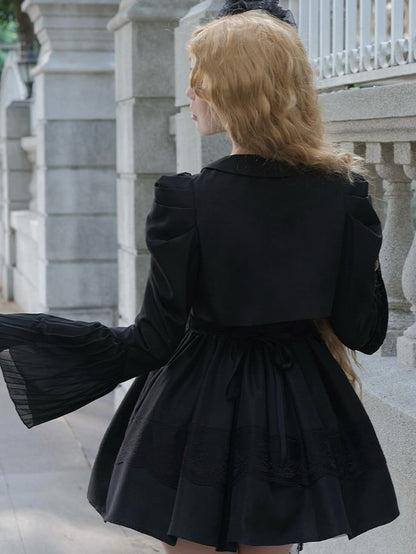 Jupe pull Lolita noire à taille basque et rosace