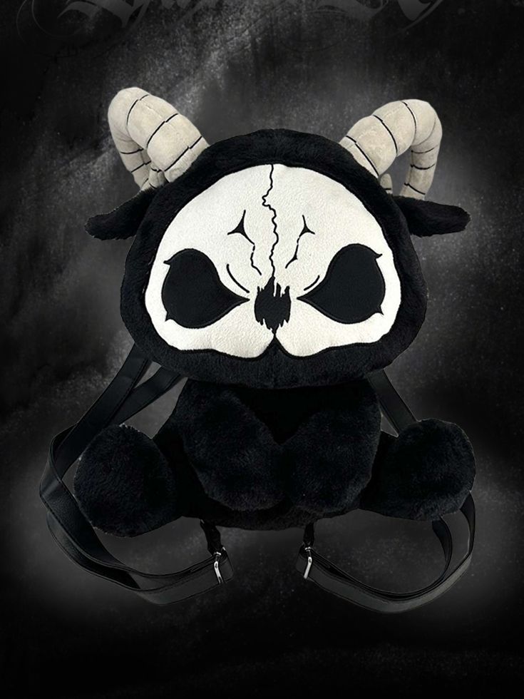 Black and White Grim Reaper Gothic Plush Backpack Bag