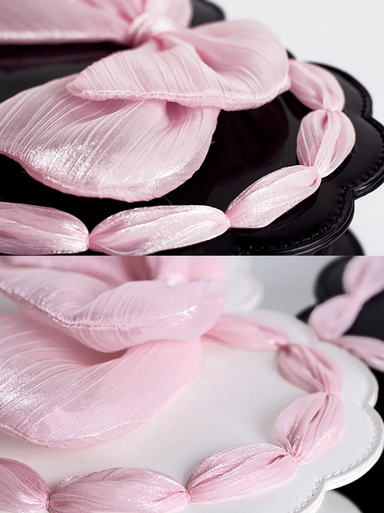 Two with Adjustable Handle Lolita Bag Strap Available Pearl Colors Bow Detail Heart-Shaped