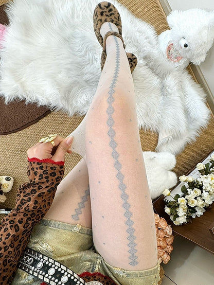 Tights Pattern Polka-dot Black/White