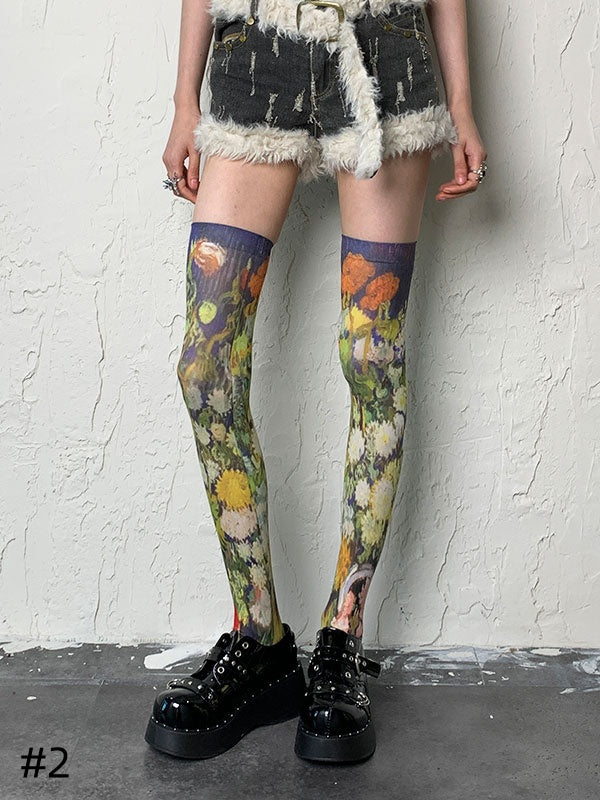 Oil Painting Overknee Stockings