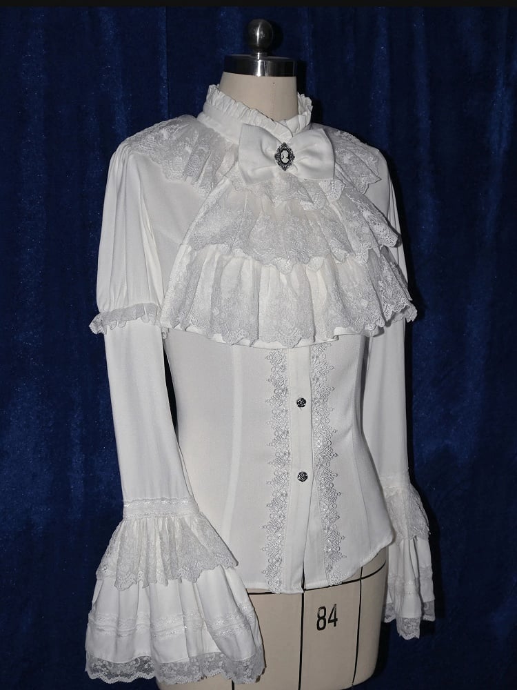 Tie Bowknot Jabot Black Gothic White /