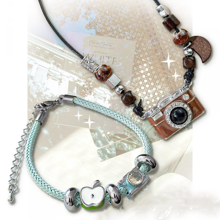 Collier/bracelet mini-appareil photo Y2K