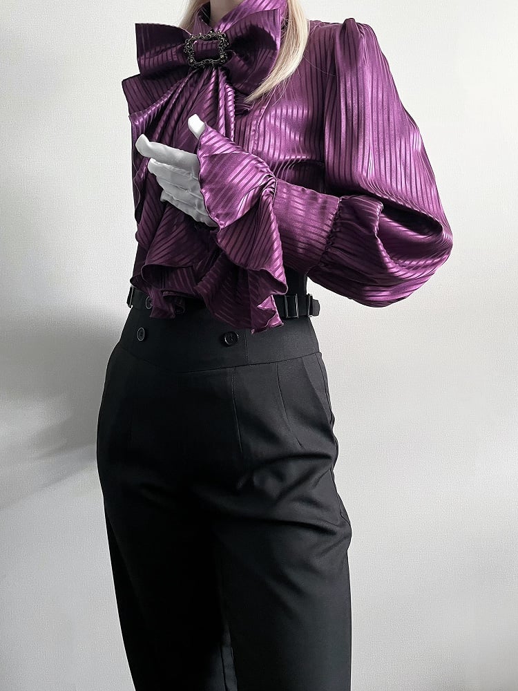 Lolita with Shirt Sleeves Bowtie Jabot Purple Ouji Long