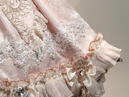 Perlenschleife Akzente Kleid Strass Lolita Pink Prinzessin und