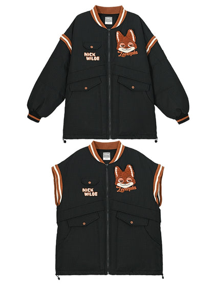 Doudoune noire Zootopia Nick Applique à manches détachables