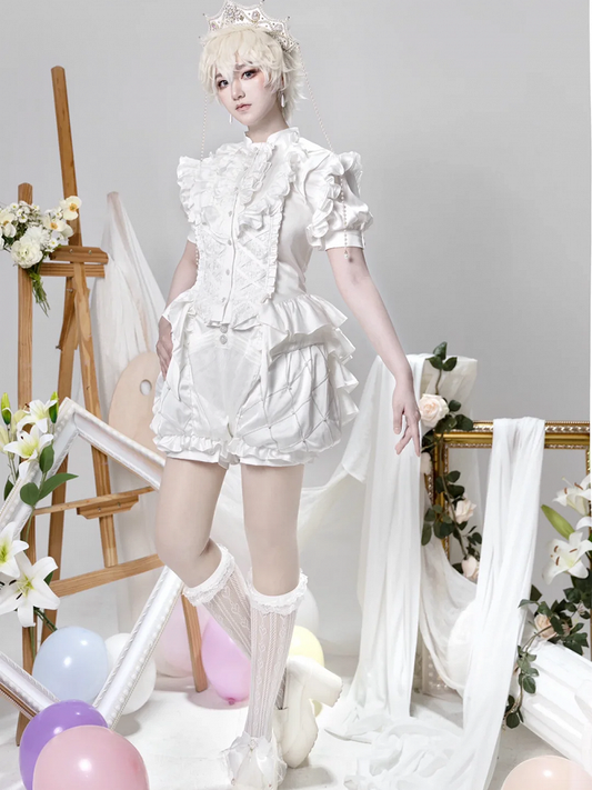 White Lolita Bloomer Prince Shorts High Ouji Boned Waist