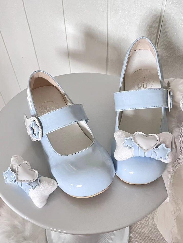 Tenshi Kaiwai Light Blue Lolita Star Wing Mary Jane Shoes