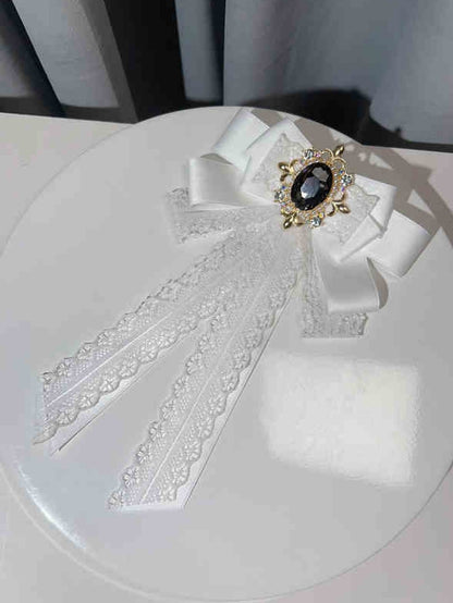 Vintage Rhinestones Bow Tie Lace Details