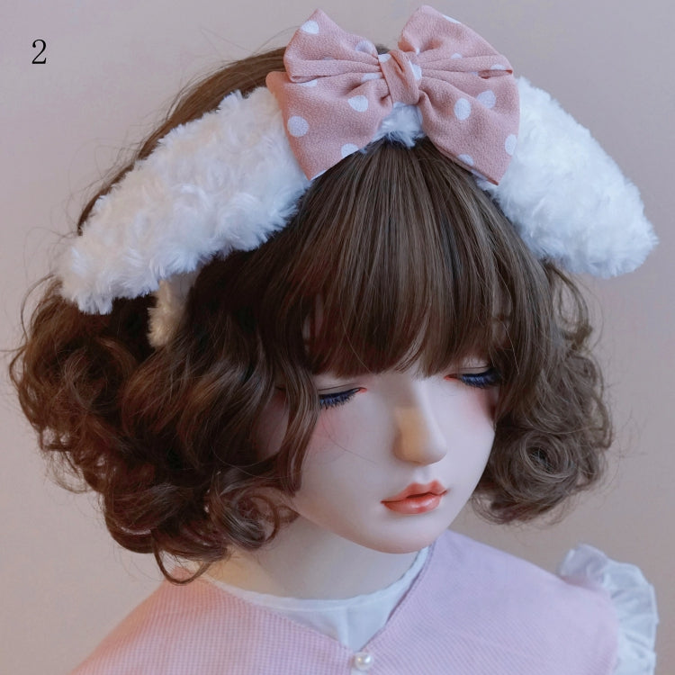 White KC Bowknot Ear Bunny Details