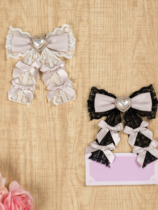 4 Colors Jirai Kei Bows Heart Lace Hairclip