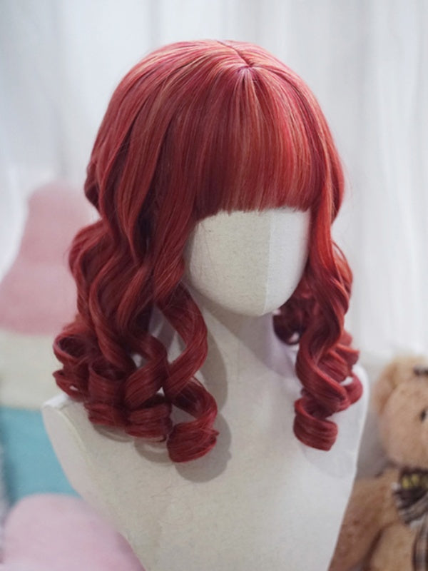 Blonde/Brown/Black/White/Red Above Bust Length Roman Curly Wig With Full Bangs