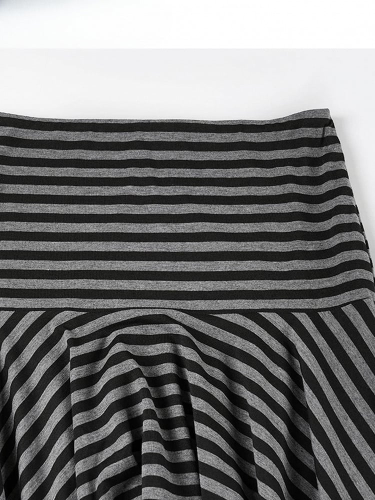 Striped Pattern Y2K Black Handkerchief Hem