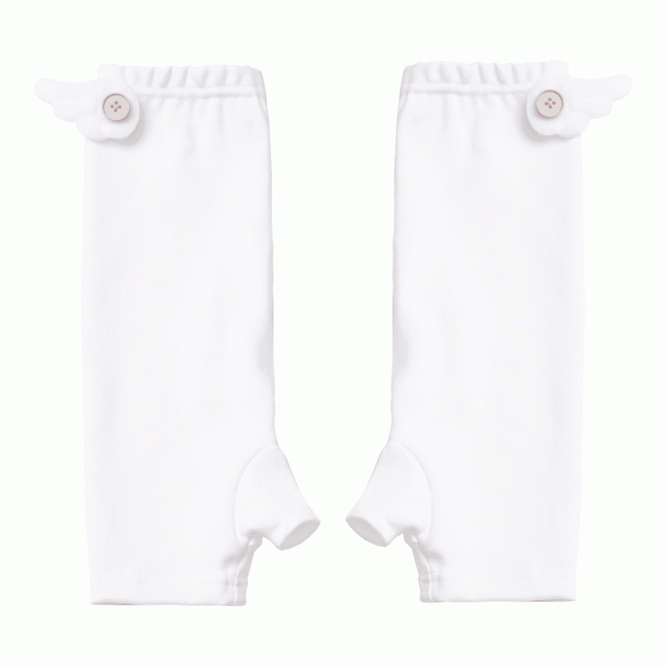 ホワイトボタンエンジェルアームウェアアクセントウィングブルー/ピンク