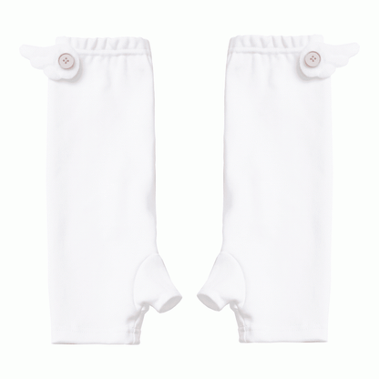 ホワイトボタンエンジェルアームウェアアクセントウィングブルー/ピンク