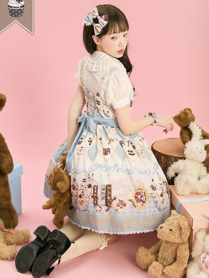 Robe Lolita taille haute à imprimé lapin Alice au pays des merveilles
