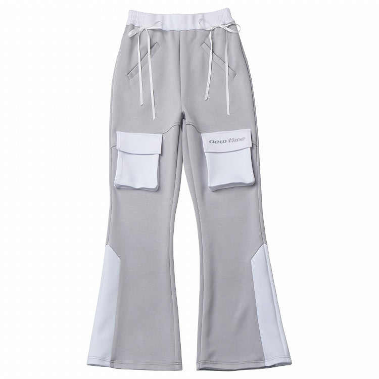 Waist Grey Design High White Colorblock Glamorous Flared Pants