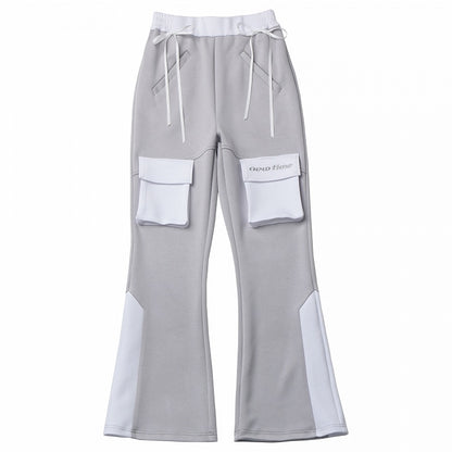 Waist Grey Design High White Colorblock Glamorous Flared Pants