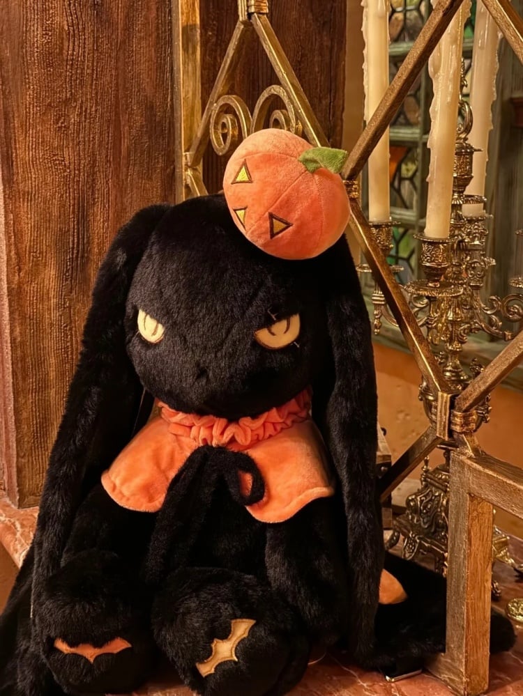 Mr Black Pumpkin Bunny Bag Plushie