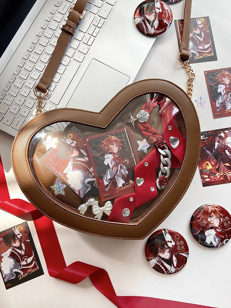 with - Brown Bag Strap Lolita Heart-shaped Ita Comes Adjustable