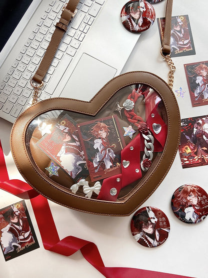 with - Brown Bag Strap Lolita Heart-shaped Ita Comes Adjustable