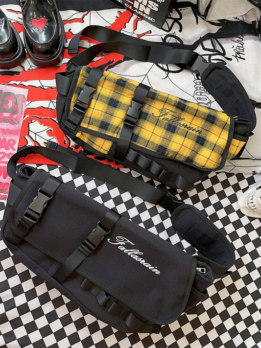 Yellow Plaid/Black Casual Crossbody