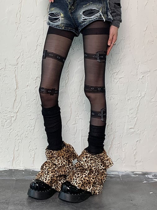 Black Punk Buckle Tights