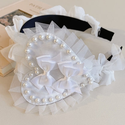 KC Trim Bowknot Beaded Details Decorated Lace White Heart