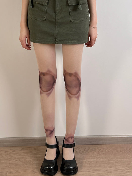 Nude Knee and Ankle Joints Print Tights