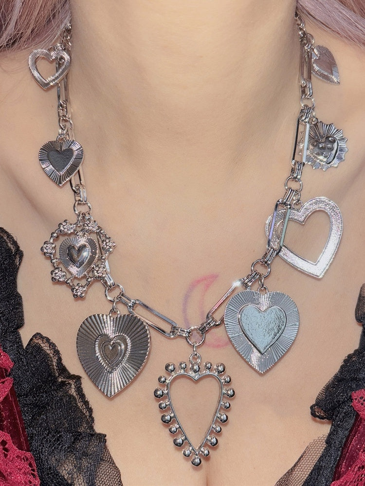 Heart Necklace Silver Pendants