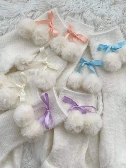 Kawaii Bow Pompons Lolita Calf/Ankle Socks