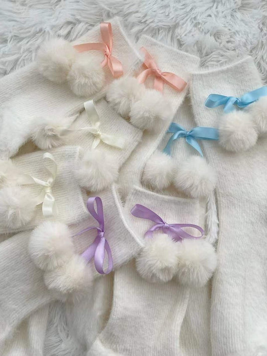 Kawaii Bow Pompons Lolita Calf/Ankle Socks