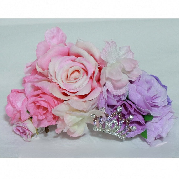 Decorated Crown PinkPurple Hairclip Design Floral