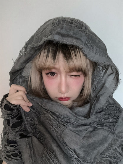 Gray Wasteland Punk Distressed Scarf