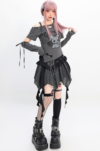 slim-fit T-shirt + skirt Irregular Fortidor