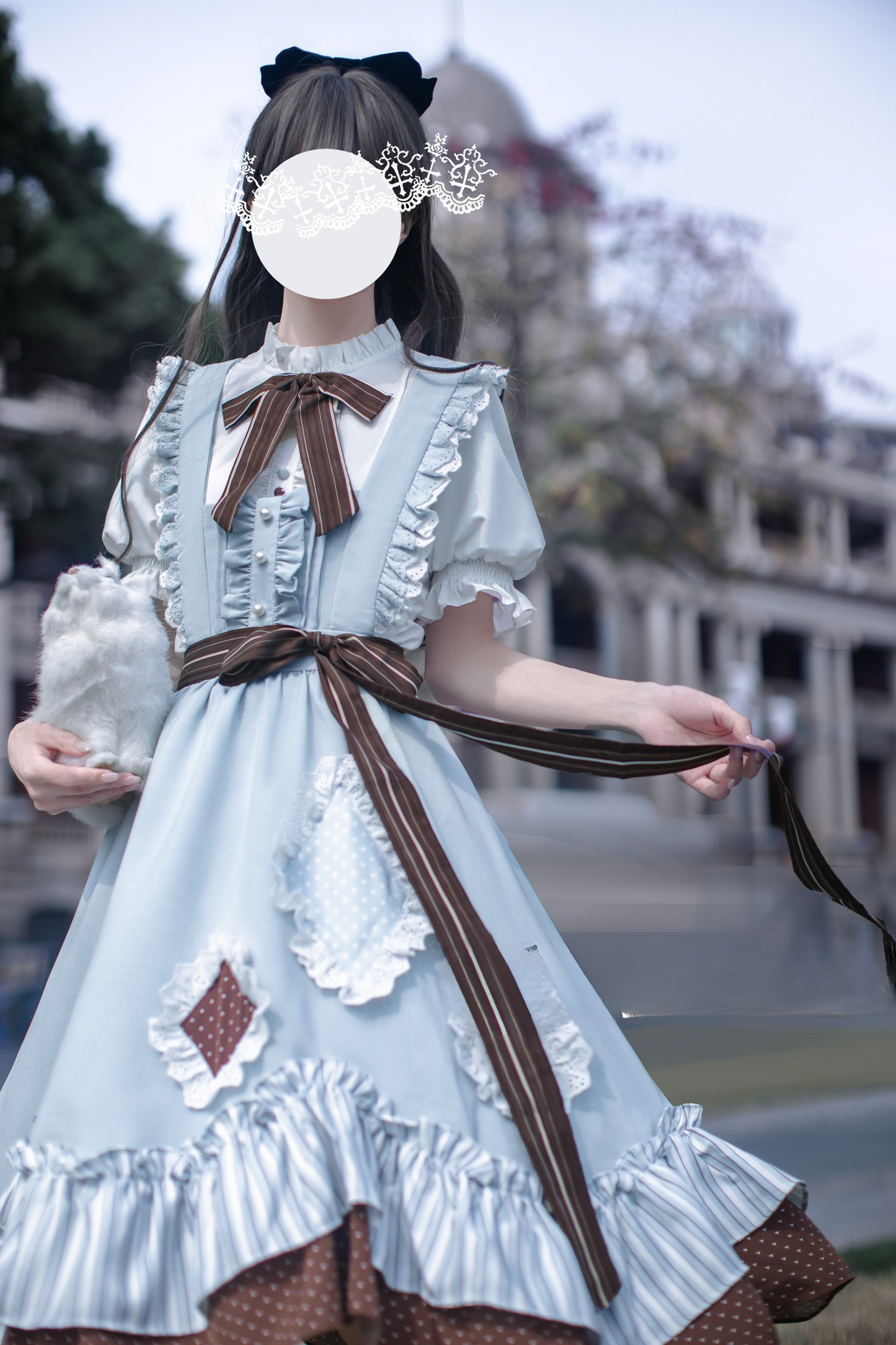 Schleifenhemd Retro-Haargummi Reservierungen + Brosche Alice-Stil Clip Rock Hosenträger