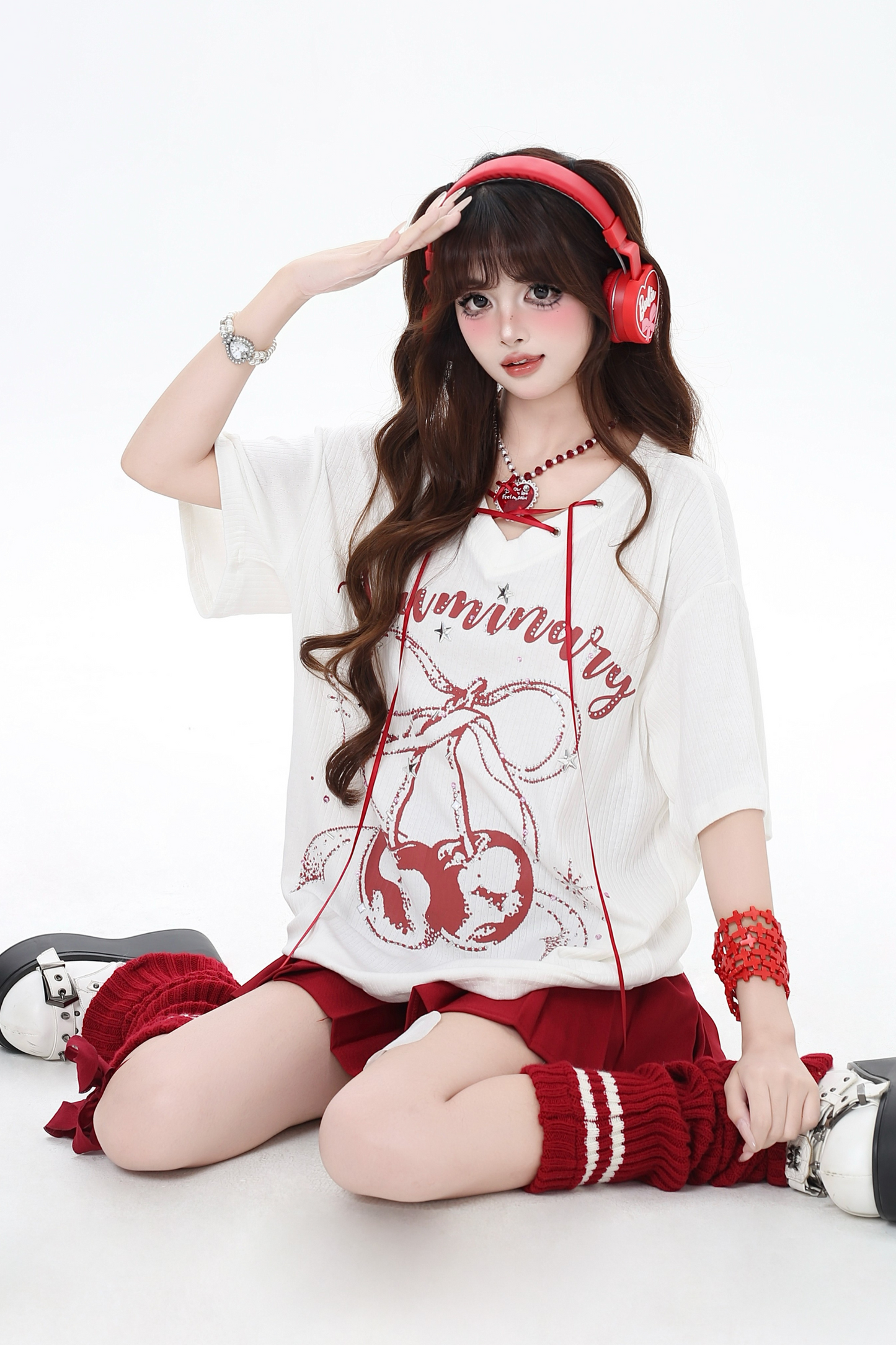 Cover-Up Island T-Shirt Cherry V-Neck Sweet Tropical