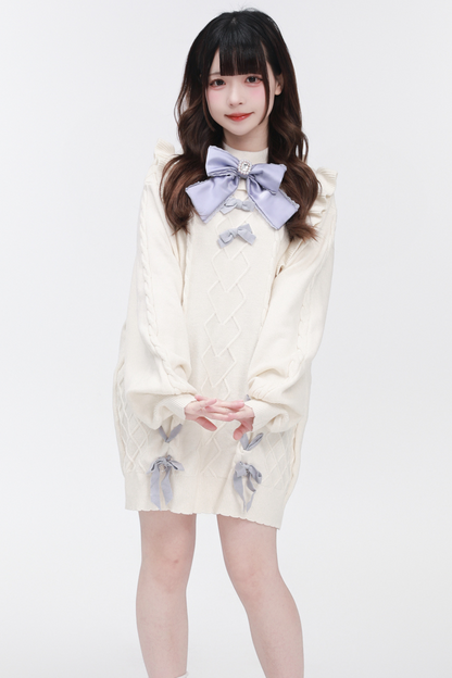 Neck Flying Dress High Sleeve Sweater