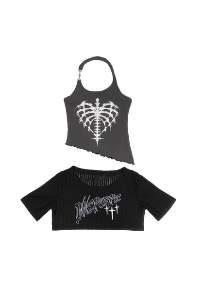 Asian vest Y2K and smock skirt Light