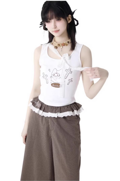 Hoodie Pants Wide Sleeveless Top +