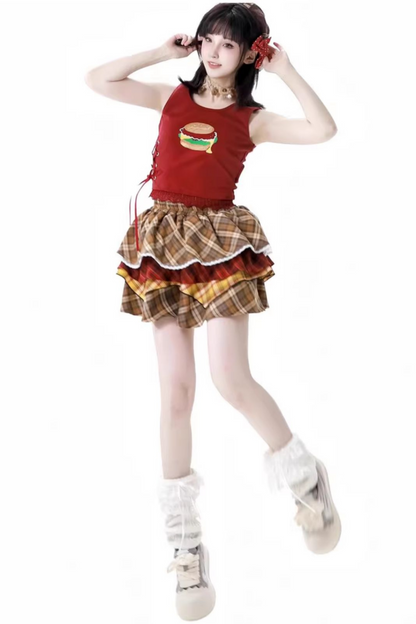 top cake Overshirt sleeveless skirt +