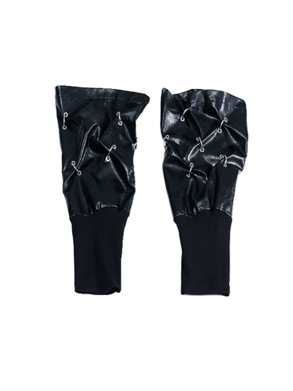 Gothic Punk Metal Rings Black Techwear Leg Warmers