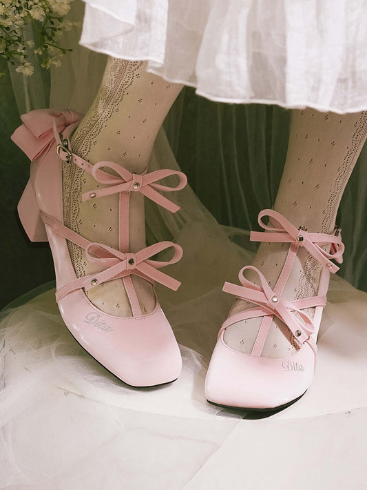 mit quadratischen eleganten Absätzen Pink Toe Middle