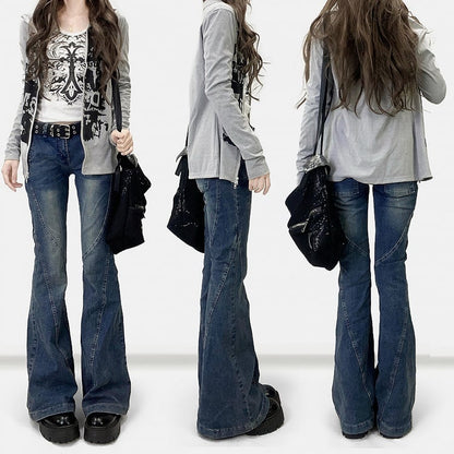 Jeans Taille Silhouette Flare Low Blau