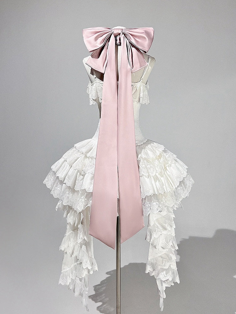 Straps Spaghetti JSK Lolita Pink Balletcore White Corset + Dress