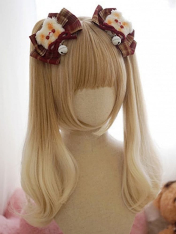 Perruque courte et lisse blonde claire avec frange