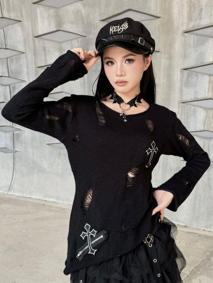 Black Punk Beret with Studs