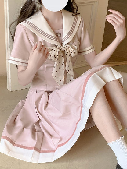 JK Skirt with Uniform Hem Beige Pleat Box 55cm Pink