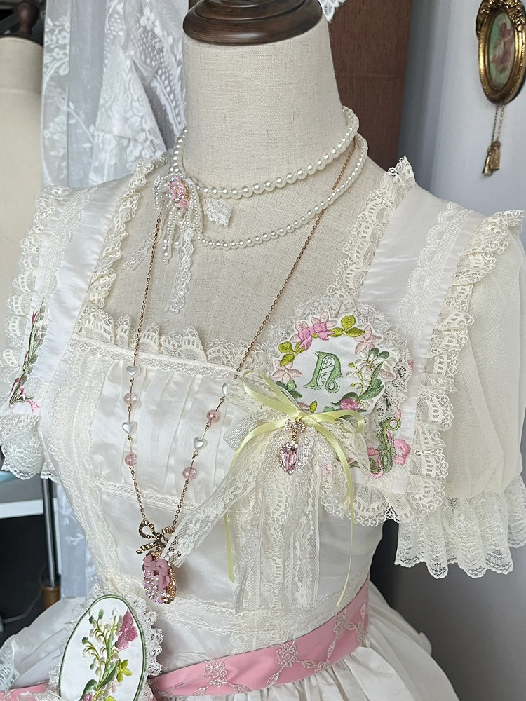 Lace Trim Embroidery Floral Brooch